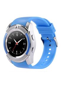Ceas Smartwatch V8 Albastru HandsFree Bluetooth 3.0 Micro SIM Android Camera 1.3MP