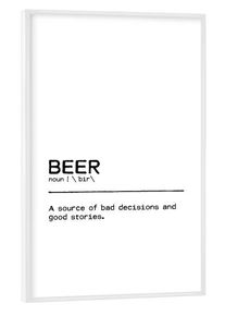 Poster with white frame "Beer Quote" artboxONE Framed Poster