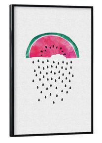 Poster with black frame "Watermelon Rain 2" artboxONE Framed Poster