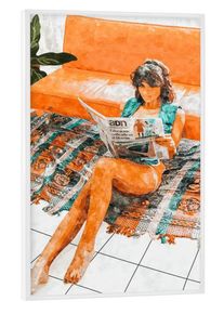 Poster with white frame "The Gossip Column | Modern" artboxONE Framed Poster