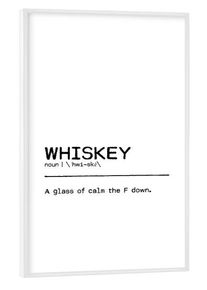 Poster with white frame "Whisky Quote Censored" artboxONE Framed Poster