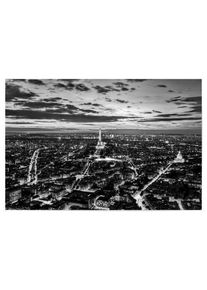 Poster "Paris, France romantic skyline, panorama. Eiffel Tower, black and white" artboxONE Plakater - 18x13 cm