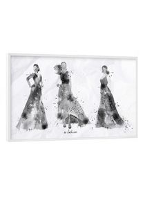 Poster with white frame "Black ink dresses" artboxONE Framed Poster