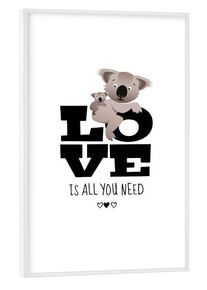 Poster with white frame "Koala – Love is all you need" artboxONE Framed Poster