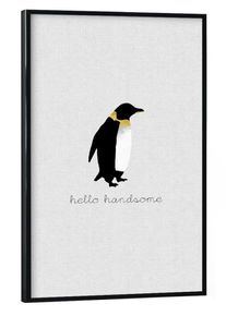 Poster with black frame "Hello Handsome" artboxONE Framed Poster