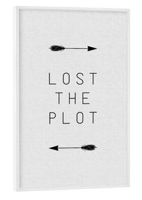 Poster with white frame "Lost The Plot Arrow" artboxONE Framed Poster