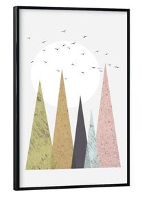 Poster with black frame "Mid-Century Scandinavian Mountains" artboxONE Framed Poster