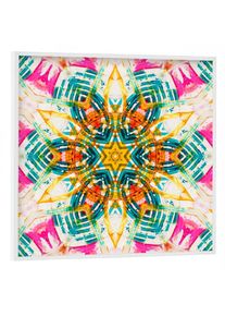 Poster with white frame "KaleidoMandala v2" artboxONE Framed Poster