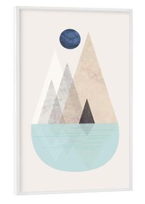 Poster with white frame "Scandinavian Mountain Scene 2" artboxONE Framed Poster