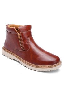 Double Zips PU Leather Ankle Boots