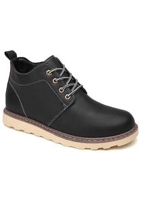 Eyelet PU Leather Lace-Up Short Boots