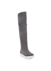 Platform Buckle Strap Round Toe Thigh Boots