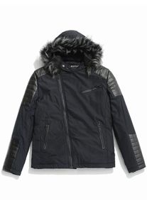 Faux Fur Hoodie Zipper Patchwork Parka Coat