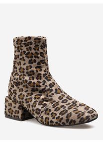 Chunky Heel Suede Sock Short Boots