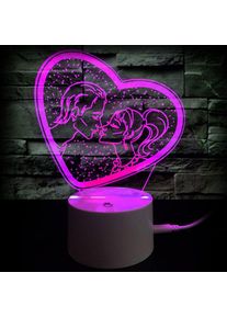Gift Valentine's Day Gift Romantic Kiss Color Changing 3D Vision Night Light