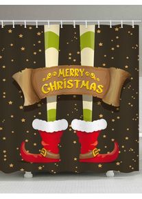 Merry Christmas Boots Star Printed Waterproof Shower Curtain