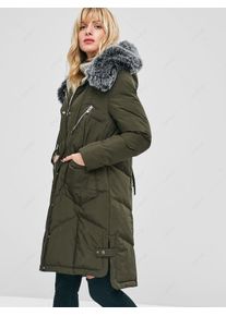 Parka Manteau Doudoune à Capuche Matelassé avec Fausse Fourrure