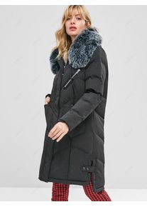 Parka Manteau Doudoune à Capuche Matelassé avec Fausse Fourrure