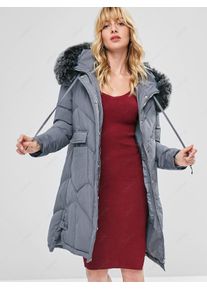 Parka Manteau Doudoune à Capuche Matelassé avec Fausse Fourrure