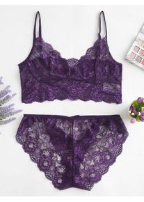 Ensemble de Lingerie Noué Fleuri en Dentelle