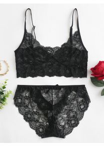Ensemble de Lingerie Noué Fleuri en Dentelle