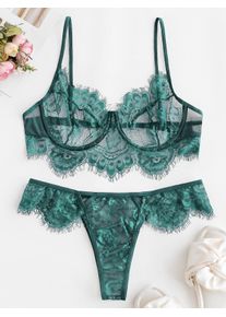 Ensemble de Lingerie Festonnée en Dentelle à Armature