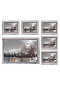 Bilderrahmen Set, Fotorahmen Holzrahmen Wandrahmen, 5x 19x24cm 1x 36x51cm Shabby Landhaus ~ weiß