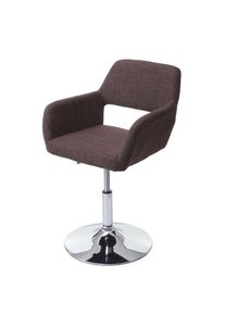 Esszimmerstuhl HWC-A50 III, Stuhl Küchenstuhl, Retro 50er Jahre, Stoff/Textil ~ braun, Chromfuß
