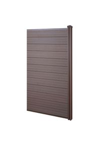 WPC-Sichtschutz Sarthe, Windschutz Zaun, WPC-Pfosten ~ Erweiterungselement schmal, 0,98m braun