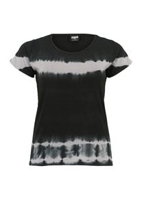 Urban Classics Curvy, Dames Shirt 'Striped Tie Dye Tee', grijs / zwart