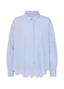 Only, Dames Blouse 'onlTAMARA LS EMB ANGLAISE SHIRT DNM AFF', blauw / wit