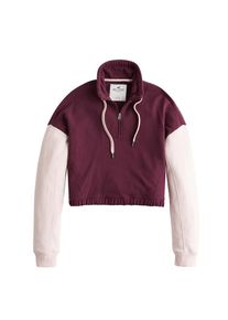 Hollister, Dames Sweatshirt 'SB19-CROP MIN LOGO MOCK NECK', bourgogne / parelwit