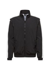 Urban Classics, Heren Tussenjas 'Striped Sleeve Crinkle Track Jacket', zwart / wit