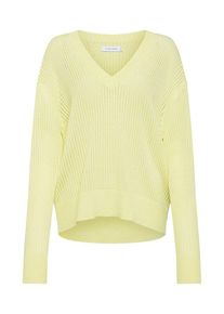 Calvin Klein, Dames Trui 'MICRO LACE MOULINE V NK SWTR', geel