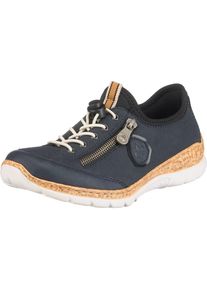 Rieker, Dames Sportieve veterschoen, donkerblauw / bruin
