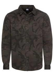 Urban Classics, Heren Overhemd 'Camo Shirt', donkergrijs / kaki / olijfgroen