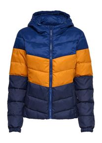 Only, Dames Winterjas, blauw / donkerblauw / sinaasappel