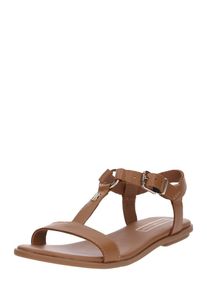 Tommy Hilfiger, Dames Sandaal 'ELEVATED LEATHER FLAT SANDAL', cognac