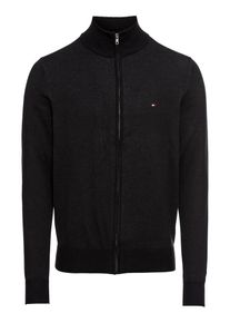 Tommy Hilfiger, Heren Gebreid vest 'COTTON SILK ZIP THROUGH', zwart