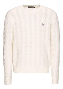 Polo Ralph Lauren, Heren Trui 'LS CABLE CN-LONG SLEEVE-SWEATER', eierschaal