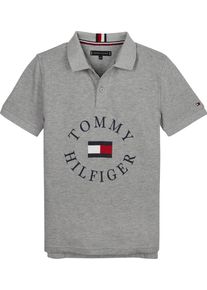 Tommy Hilfiger, Jongens Shirt 'HILFIGER GRAPHIC POLO S/S', grijs gemêleerd / zwart