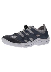 Rieker, Dames Sportieve veterschoen, blauw denim / lichtgrijs