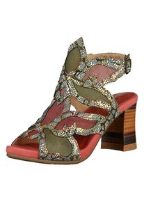 Laura Vita, Dames Sandalen met riem, kaki / rood / zilver