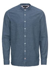 Tommy Hilfiger, Heren Overhemd 'SLIM CO/LI MICRO PRINT SHIRT', donkerblauw