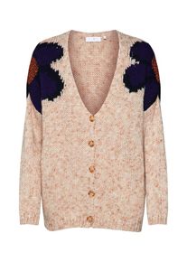Rich & Royal Rich & Royal, Dames Gebreid vest 'Flower intarsia', crème / donkerblauw