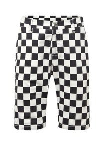 Urban Classics, Heren Broek 'Check Twill Shorts', zwart / wit