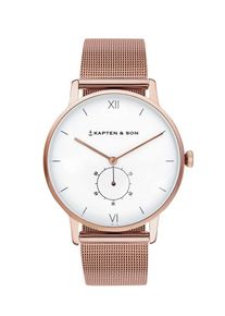 Kapten & Son Kapten & Son, Dames Analoog horloge 'Heritage Mesh Rosegold', brons / wit