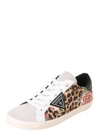 Guess, Dames Sneakers laag 'VEGA', bruin / lichtgrijs / lichtgroen / rosa / zwart / wit