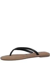 Tamaris, Dames Teenslipper 'metallic snake', zwart
