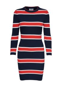 Only, Dames Gebreide jurk, nachtblauw / rood / wit